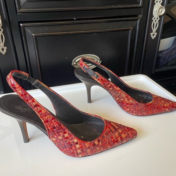 Red weaved leather heel - Picture 3 of 3